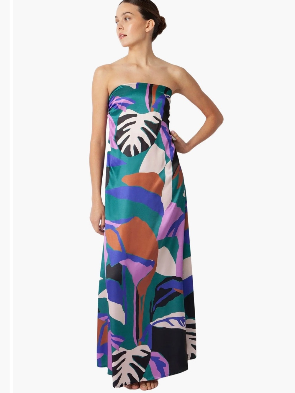 Anthro Villa Fresca Lush Halle tropical palm leaf maxi dress cover up dress